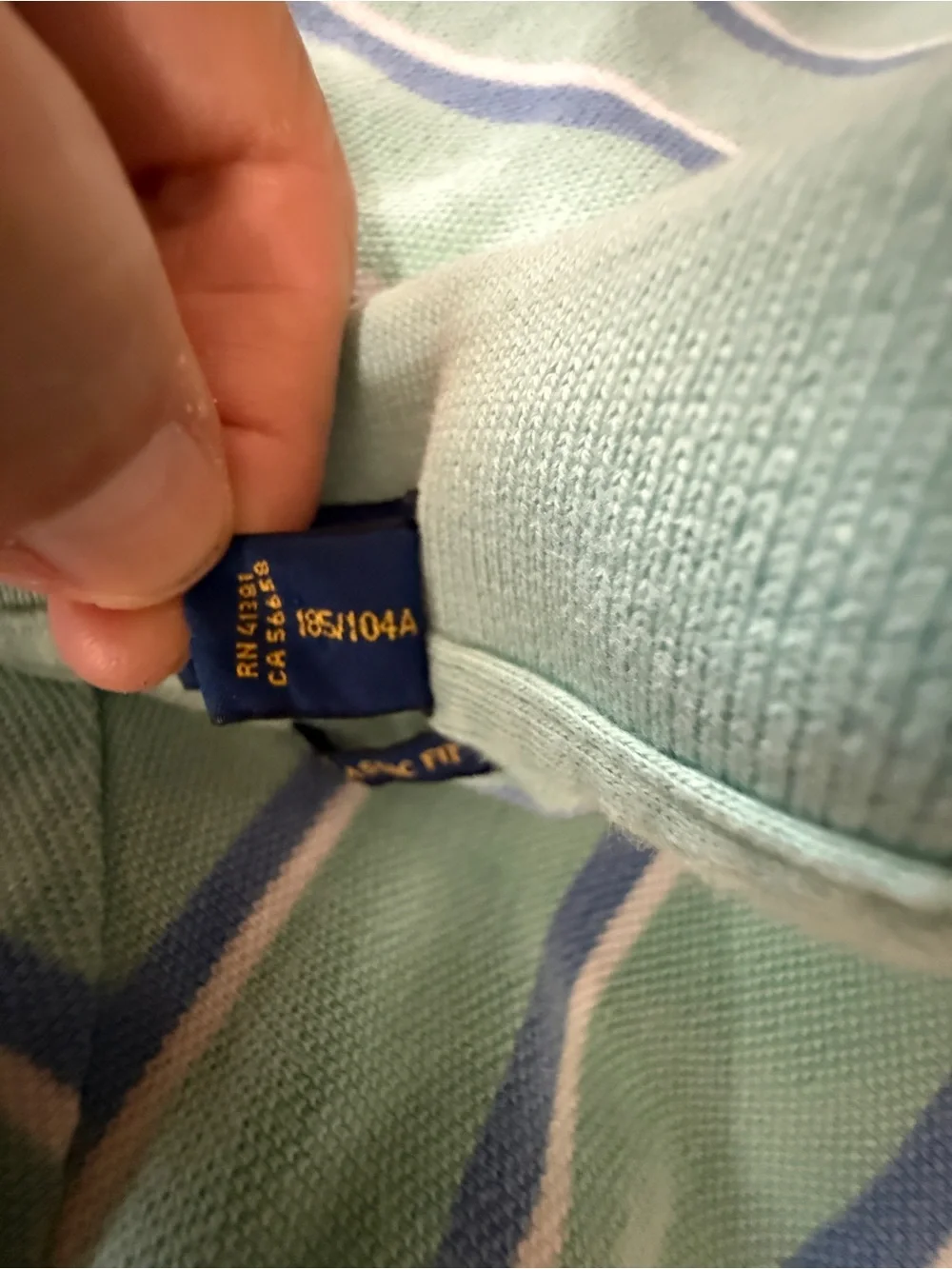 Ralph Lauren Mint Green Polo with Navy & White Stripes